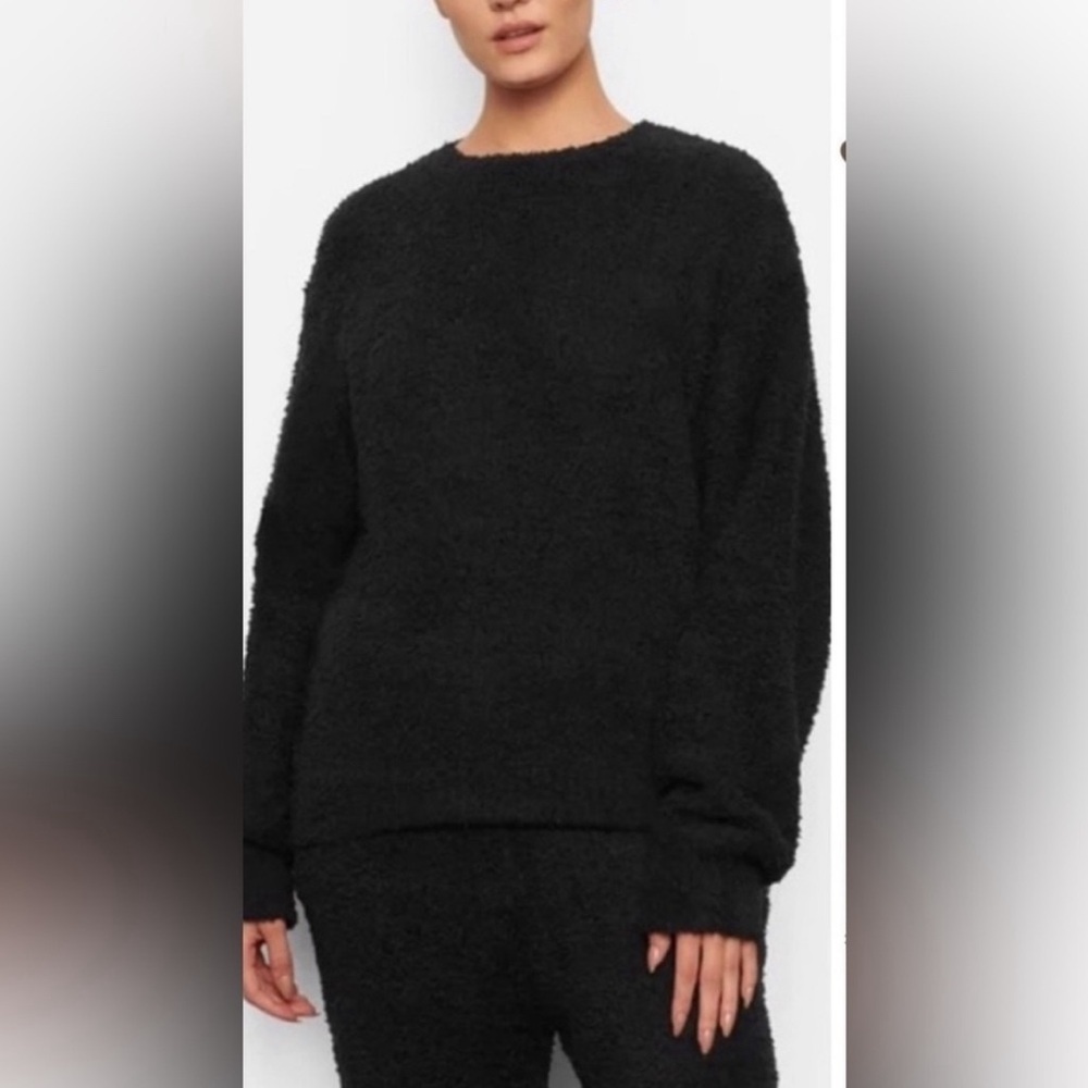 Skims sweater knit unisex black pullover crew neck soft size XXS/S